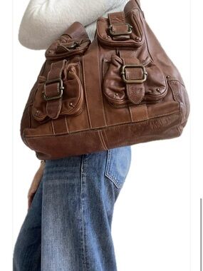 Banana Republic Brown Leather Hobo with Buckle Pocket Details